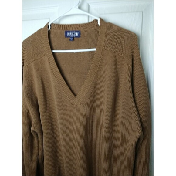 Lands End Men's Brown V Neck Long Sleeve Sweater. Size L - Picture 5 of 12